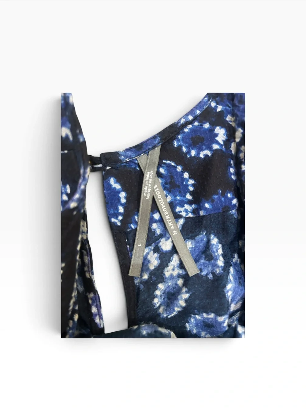 Anthropologie Navy Blue & white Scoop-Neck sleeveless wide-Leg Jumpsuit large